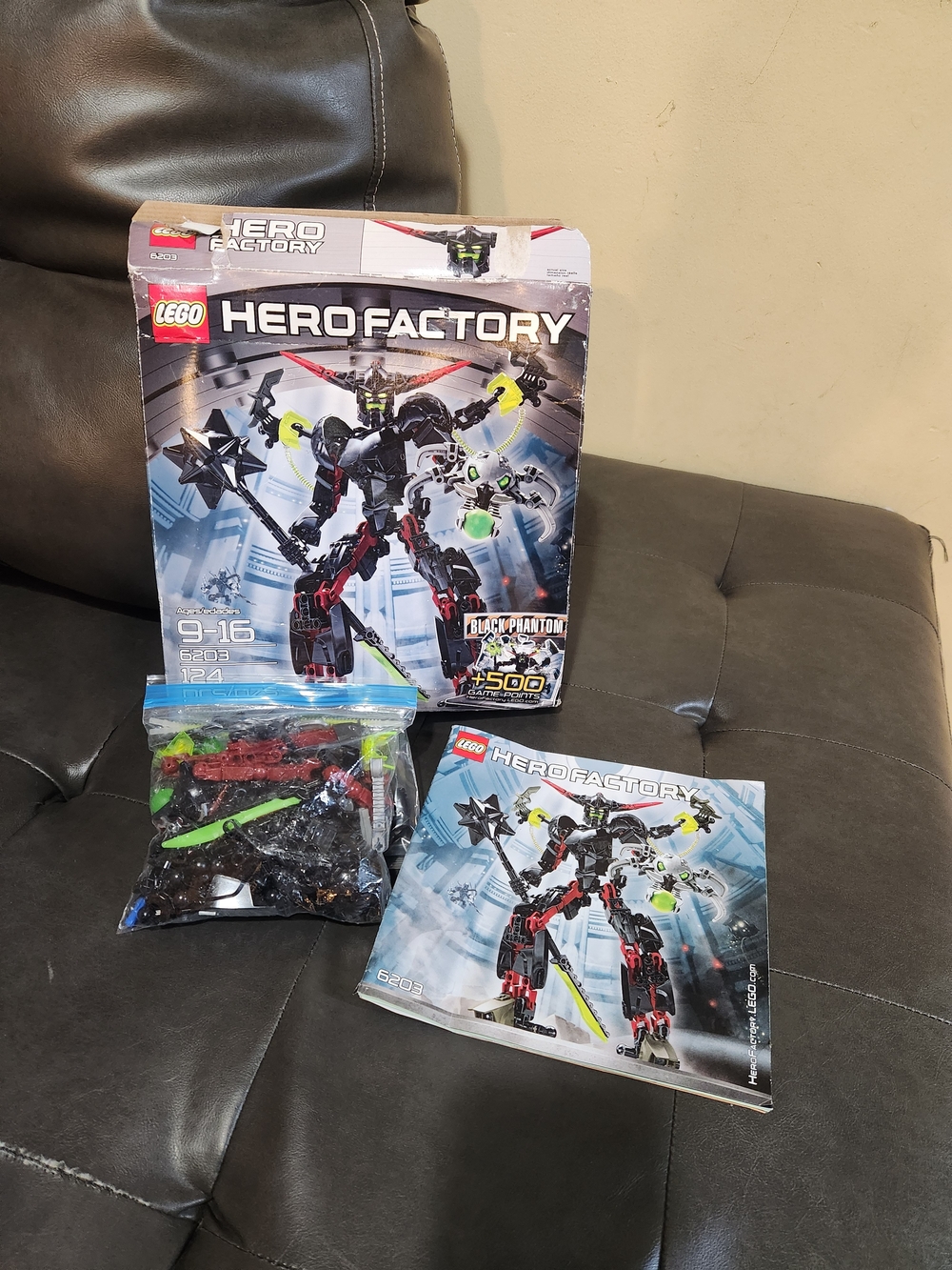 LEGO Hero Factory Black Phantom Action Figure Set Complete Damaged Box
